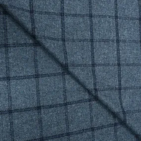 2.50 YDS Horizon Blue Checkered Superchina Pure 100% Cashmere Loro Piana Fabric