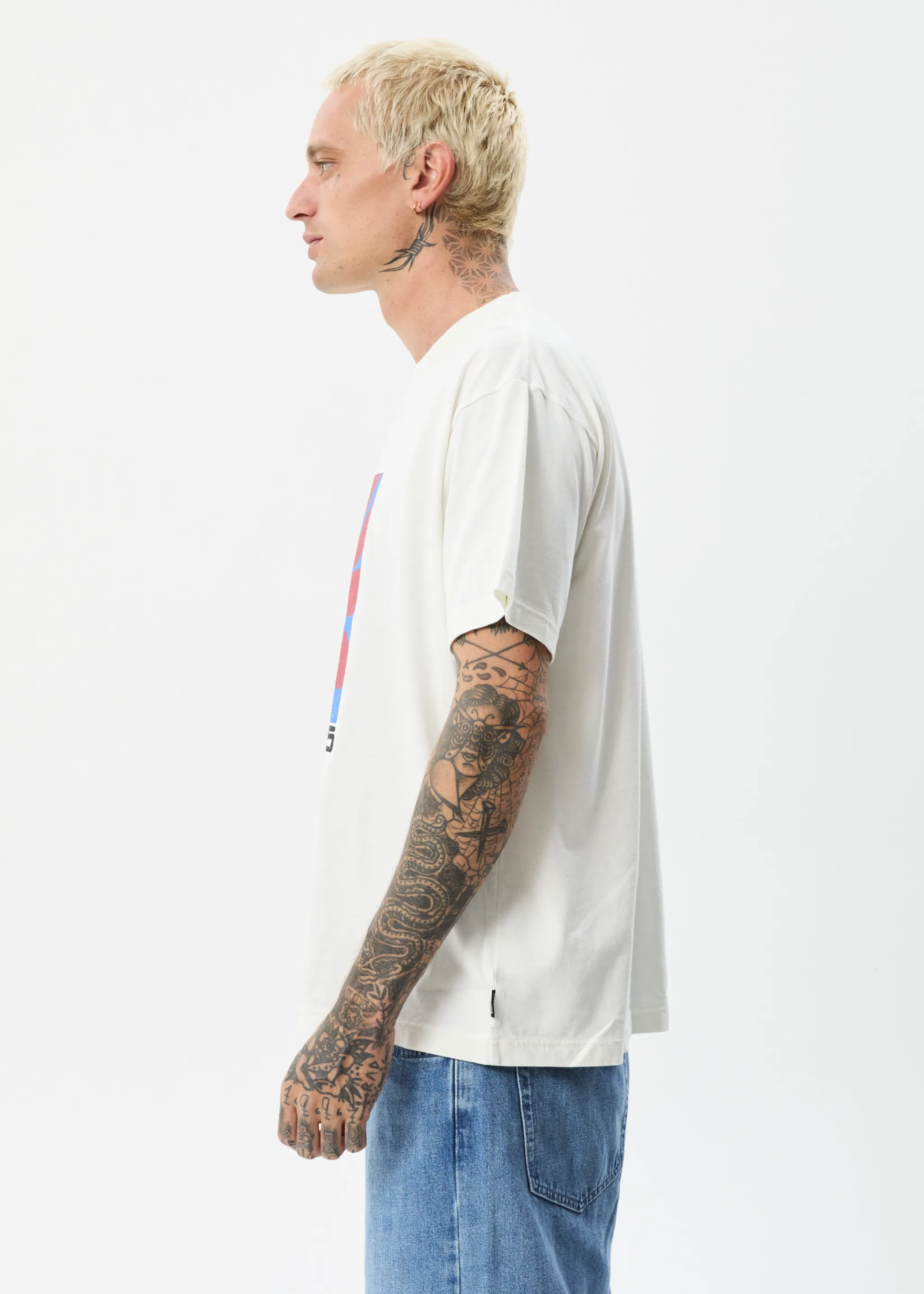 AFENDS Mens Holiday - Boxy Graphic T-Shirt - Off White