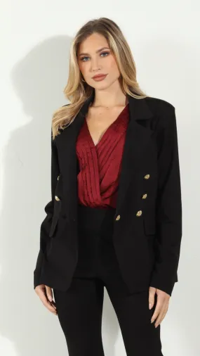 Black Ponte Button Blazer