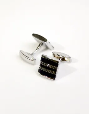 Black Striped Square Cufflink