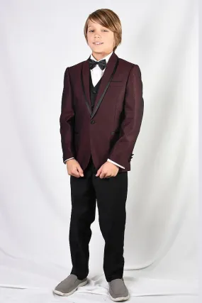 Caesar Kids Burgundy Shawl Tuxedo 5-Piece Set