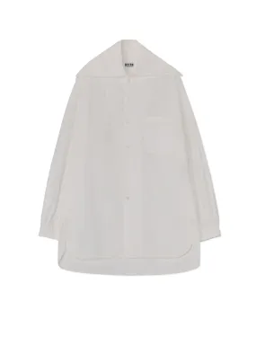 COTTON/LINEN WASHER TYPEWRITER BIG-COLLARED SHIRT