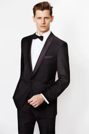 Davis Black 1-Button Shawl Tuxedo (2-Piece Set)