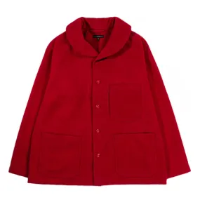 ENGINEERED GARMENTS SHAWL COLLAR COVER JACKET RED POLY FAKE MELTON