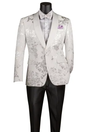 Floral Fusion White Tuxedo Jacket (Separates)