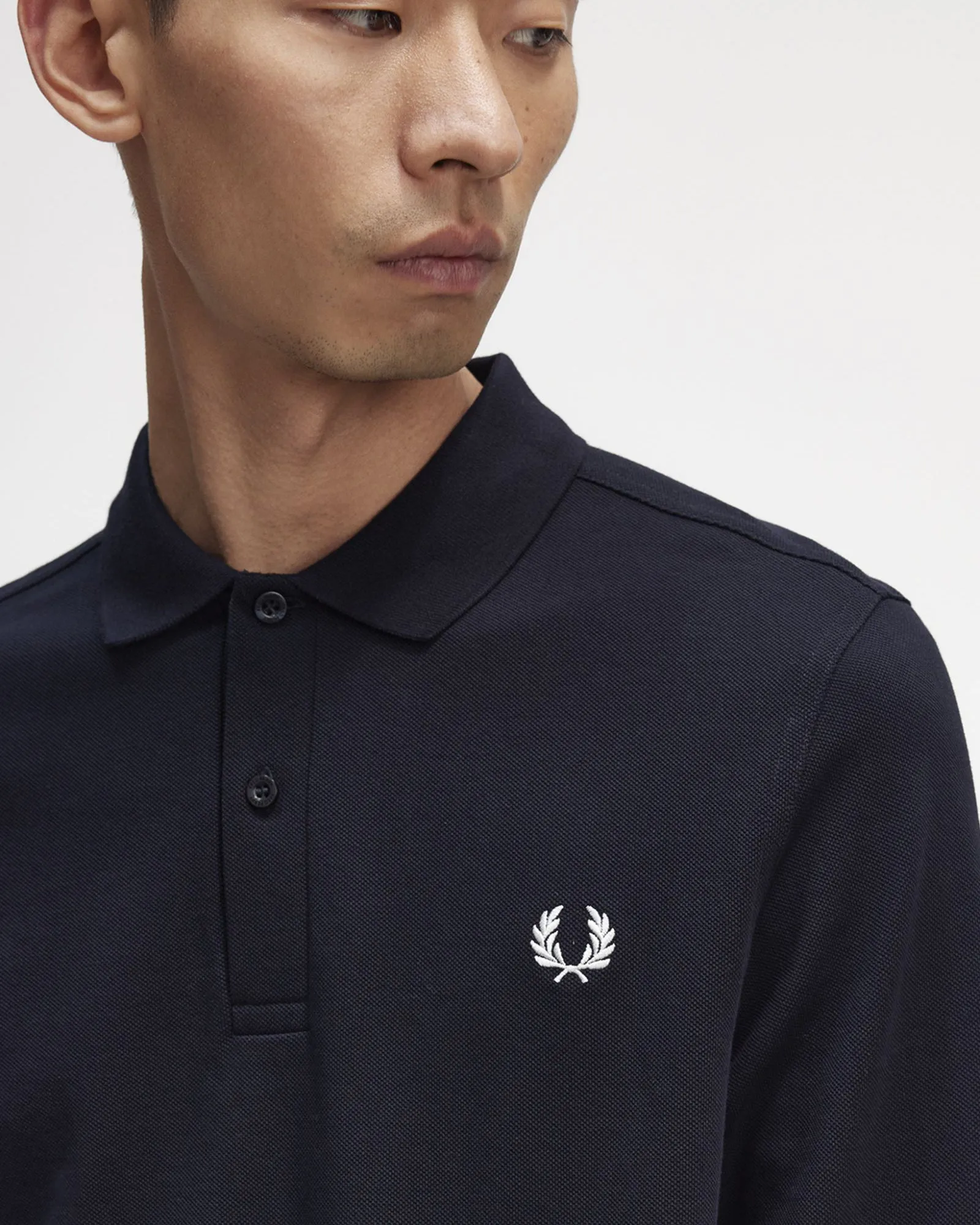 Fred Perry L/S Plain Polo Shirt - Navy