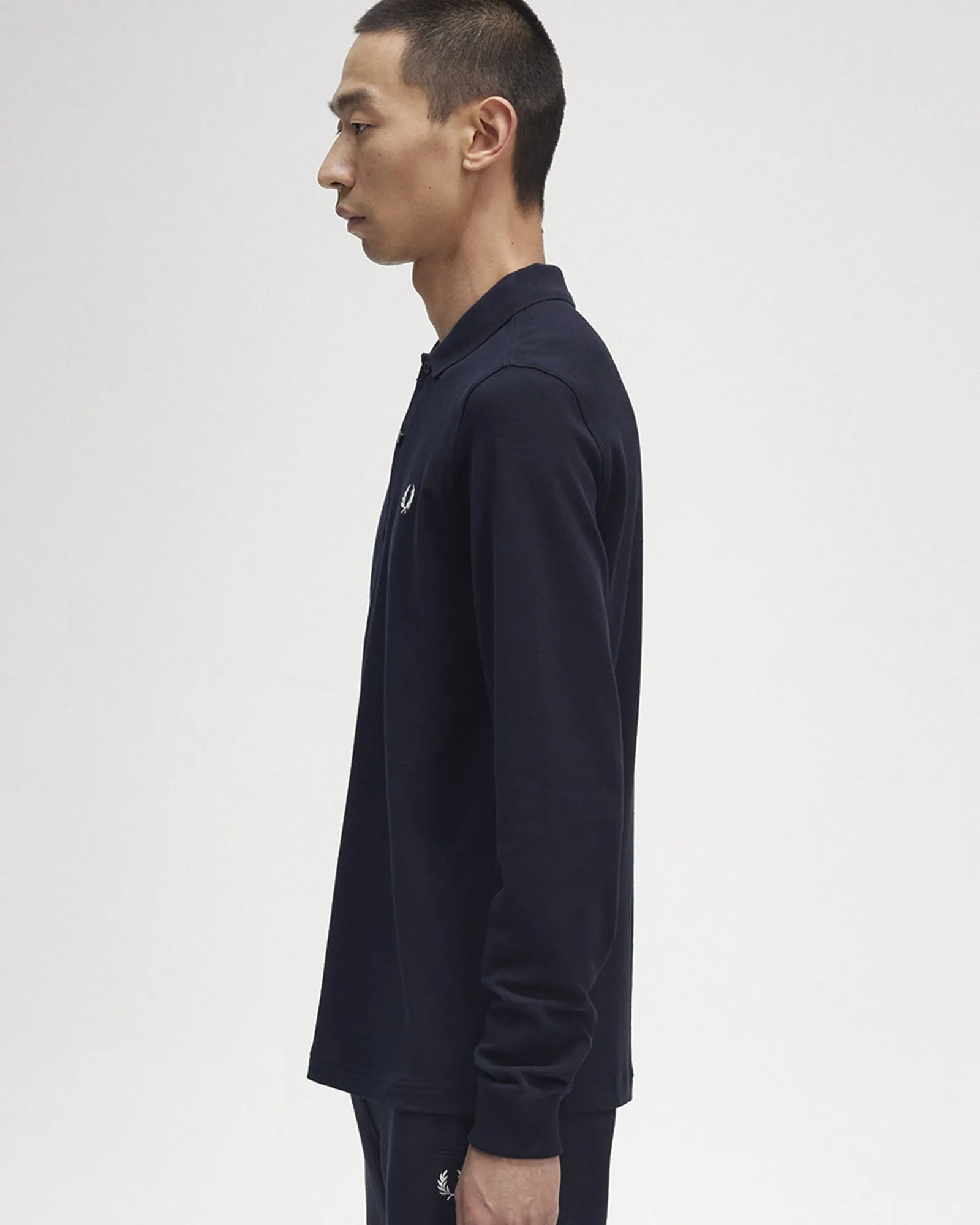 Fred Perry L/S Plain Polo Shirt - Navy