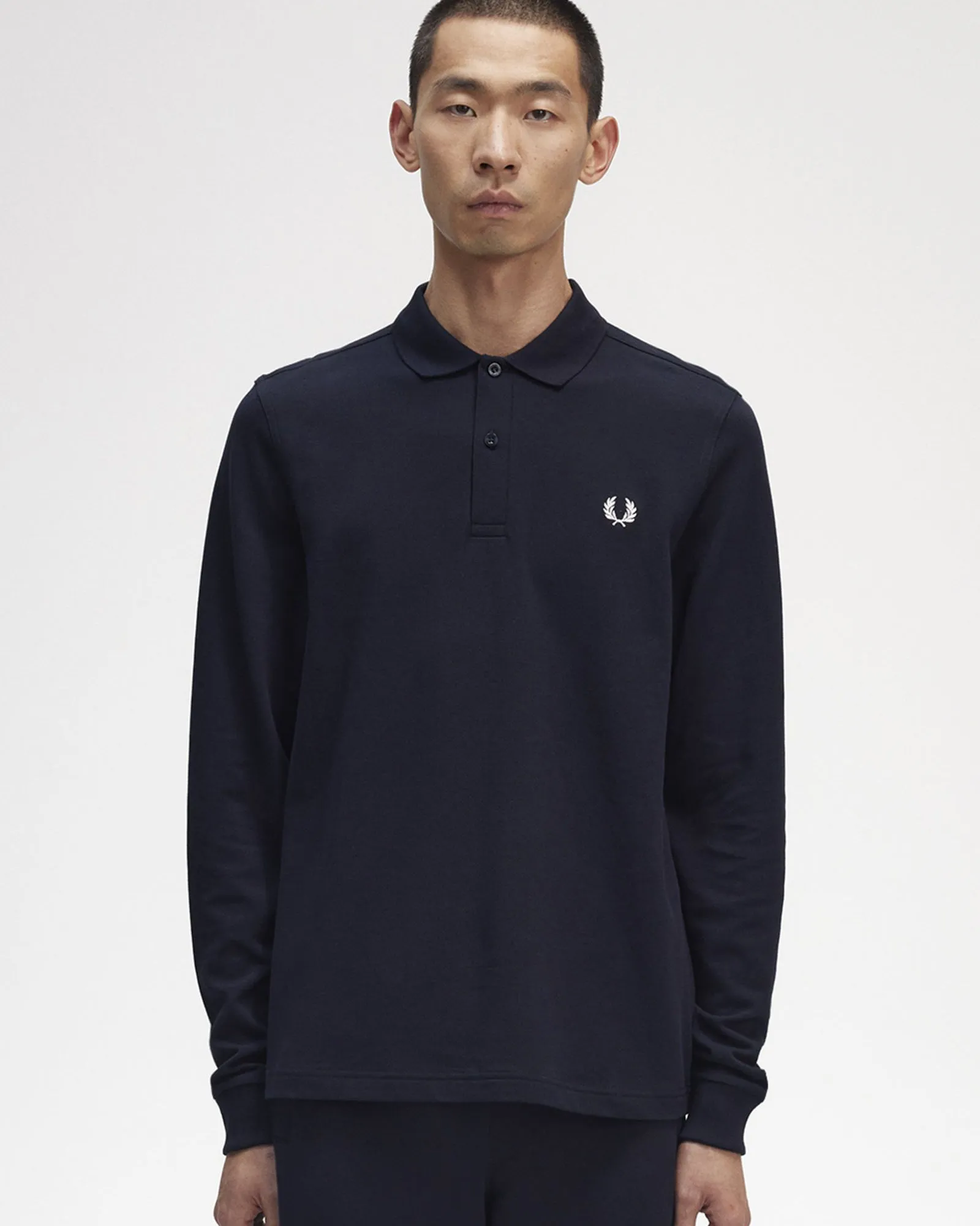 Fred Perry L/S Plain Polo Shirt - Navy