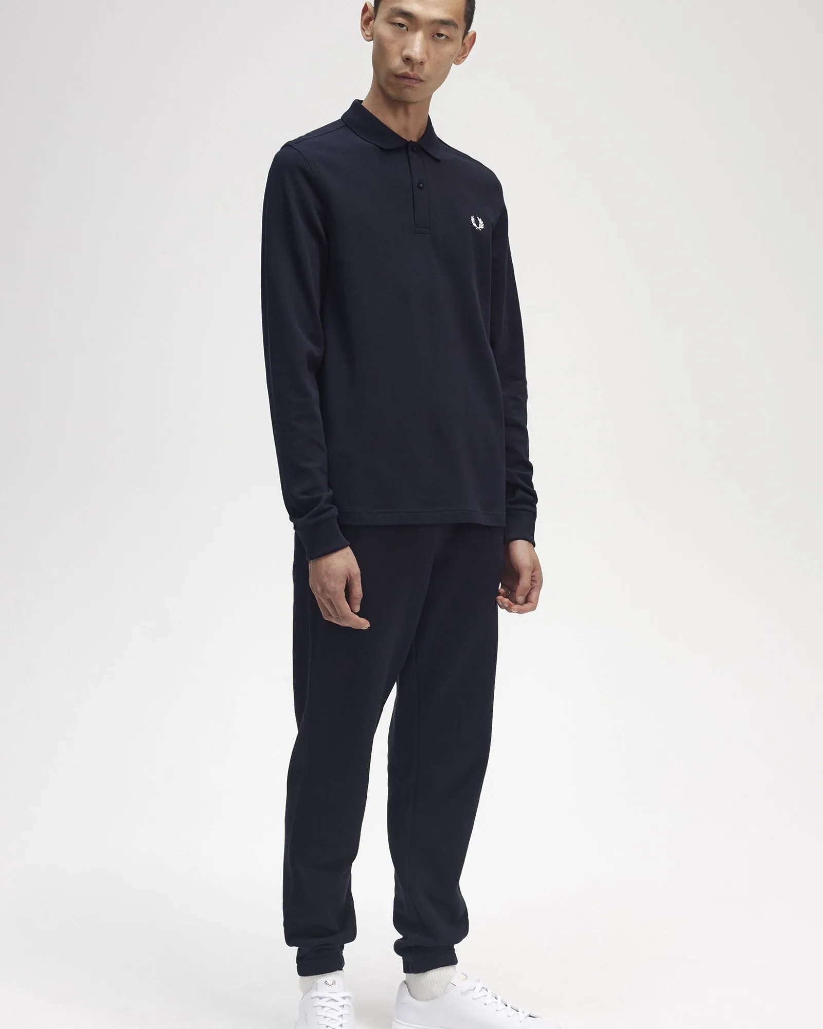 Fred Perry L/S Plain Polo Shirt - Navy