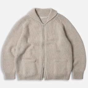 HEAVY COWICHAN ZIP UP CARDIGAN - OATMEAL