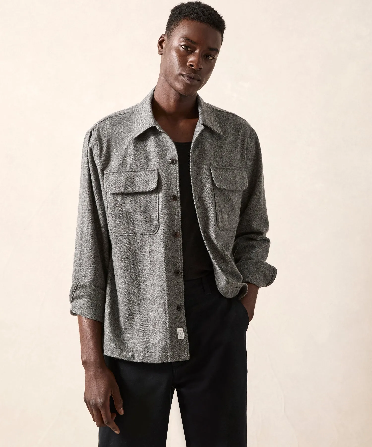 Italian Wool Cashmere Field Shirt in Charcoal