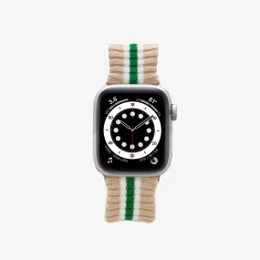 Knit Apple Watch Band - Oat   Green Stripe