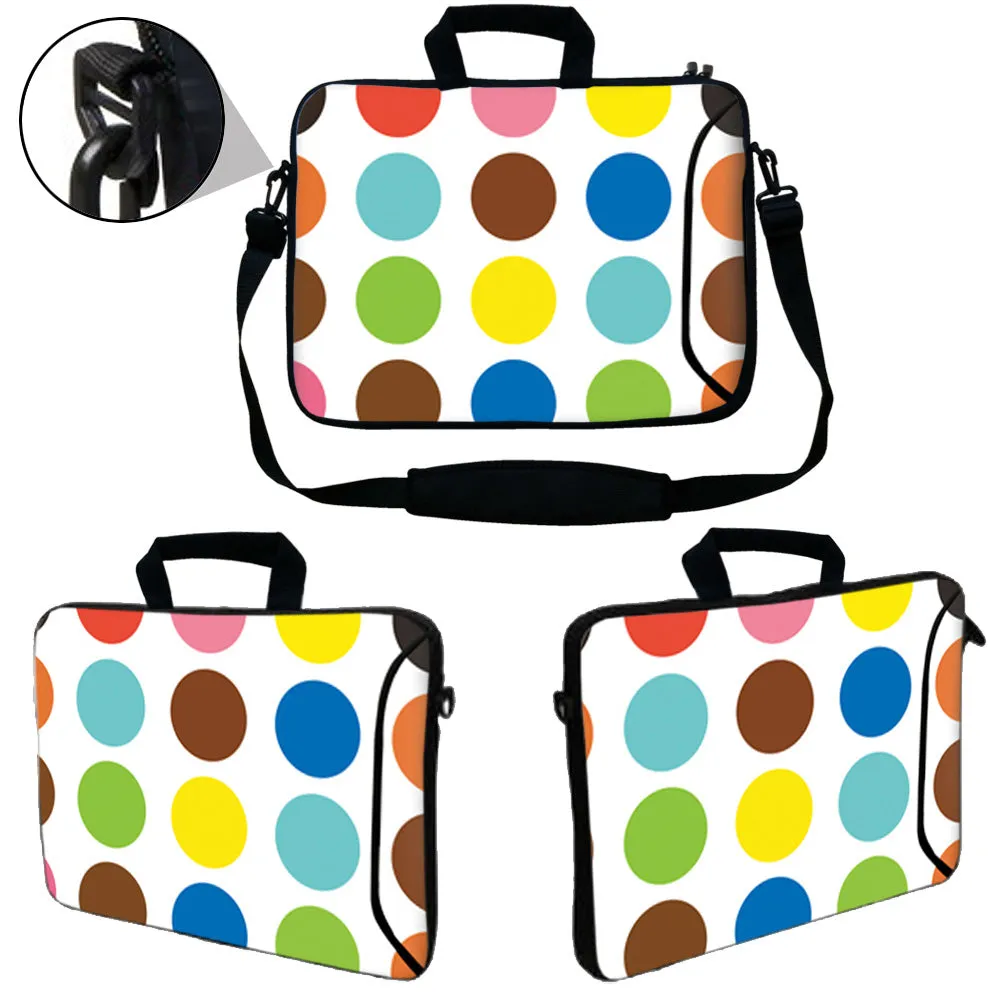 Laptop Sleeve Carrying Case w/ Removable Shoulder Strap & Skin & Mouse Pad – Polka Dots