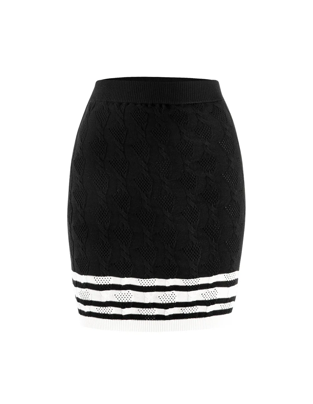 Mark Fast Dakota Black White Stripes Stitching Skirt