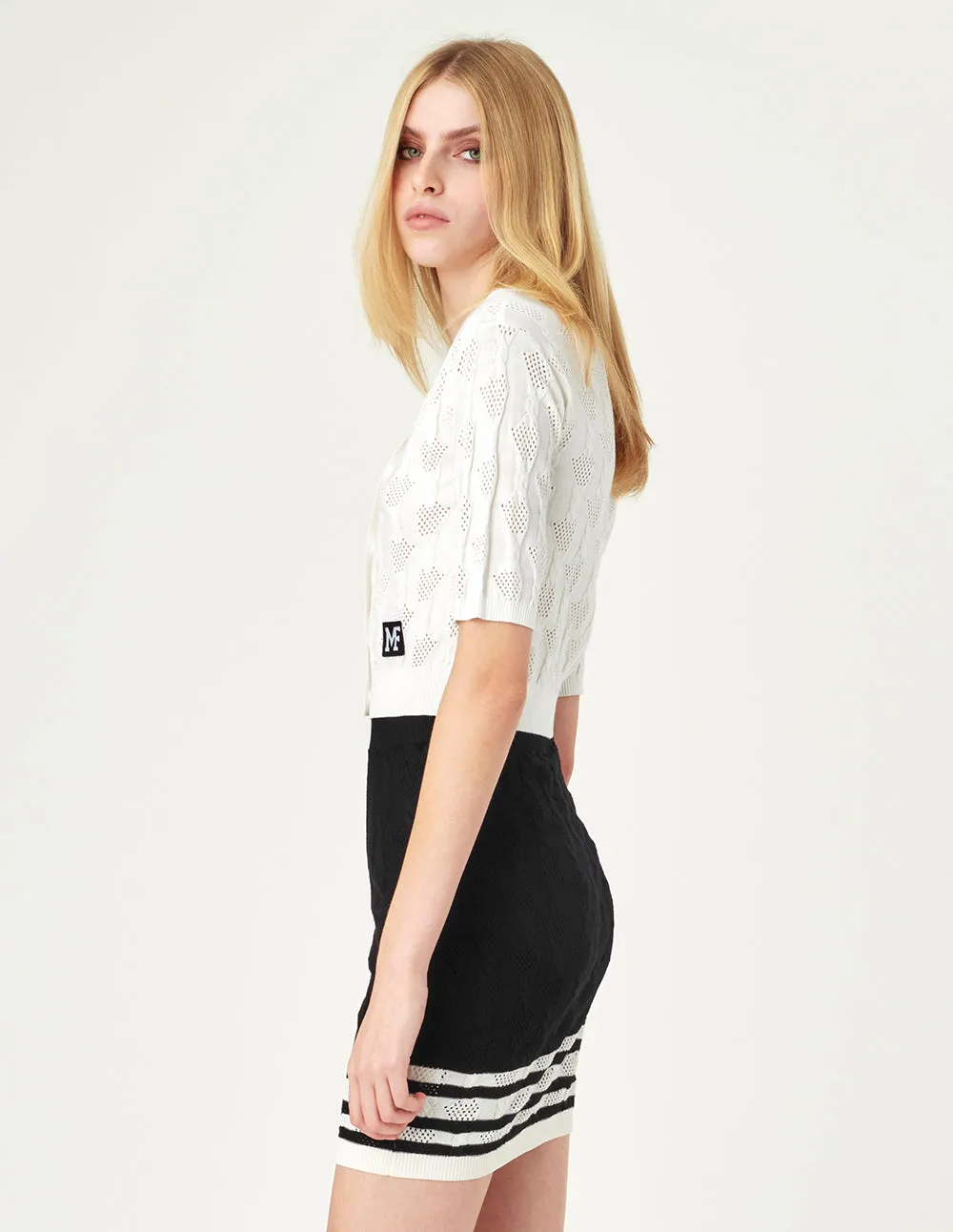 Mark Fast Dakota Black White Stripes Stitching Skirt