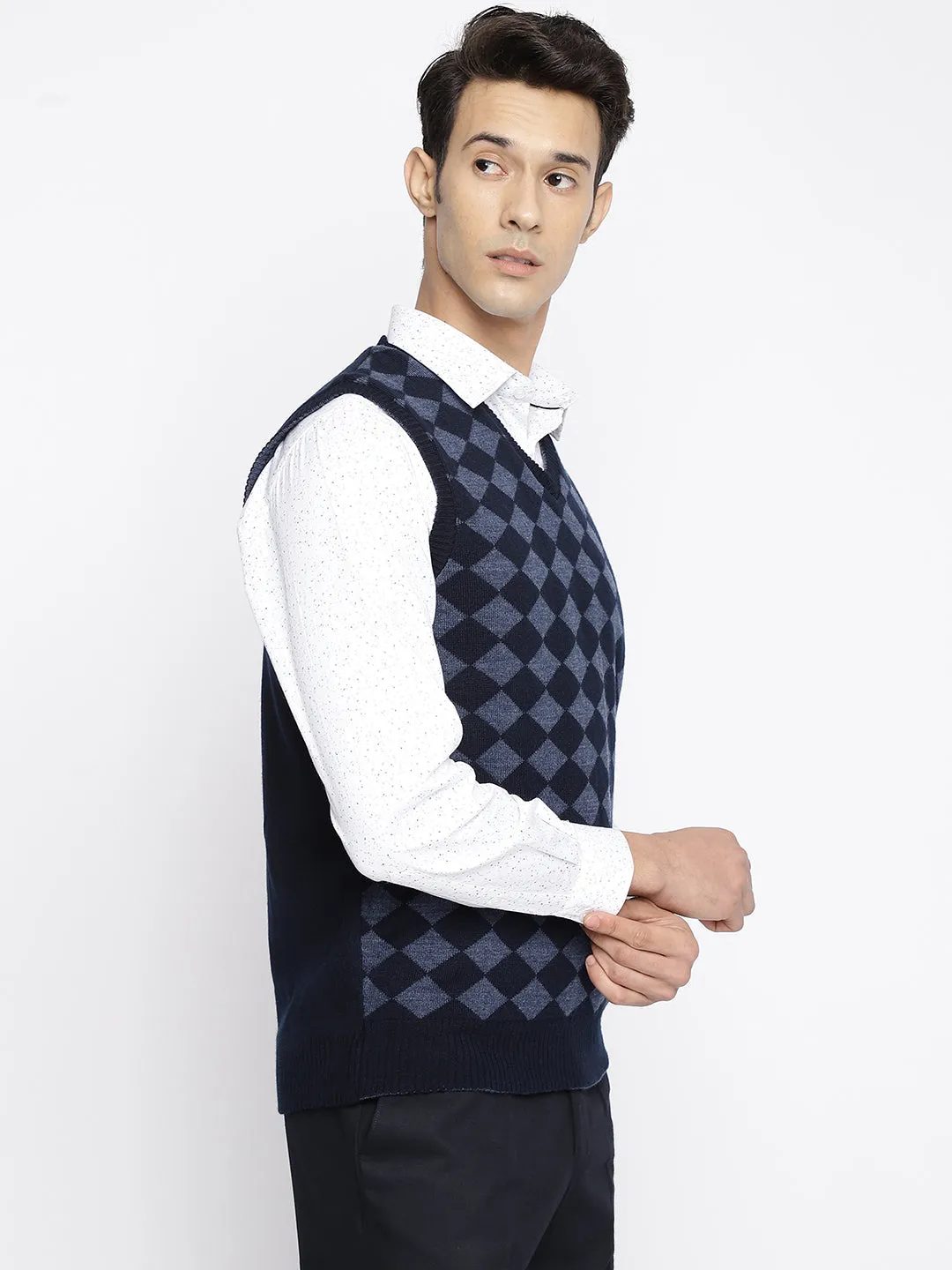 Men Navy Blue Sweater