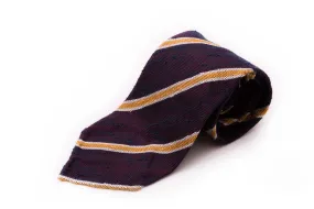 Navy Blue & Red Striped Shantung Silk Tie