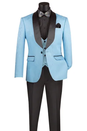 Nico Light Blue Vinci 1-Button Shawl Tuxedo (3-Piece Set)