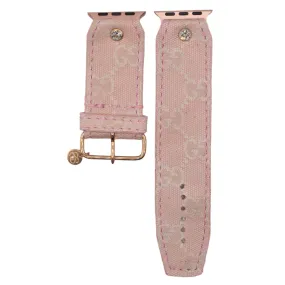 Ready to Ship - Upcycled Pink GG Canvas with Classic Pink Watchband (Size 3, Apple Watch 38-41mm)