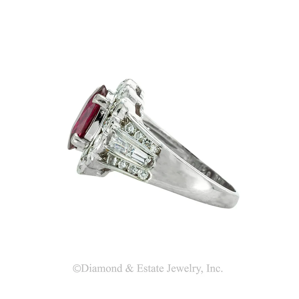 Red 2.04 Carat Ruby Diamond Platinum Ring