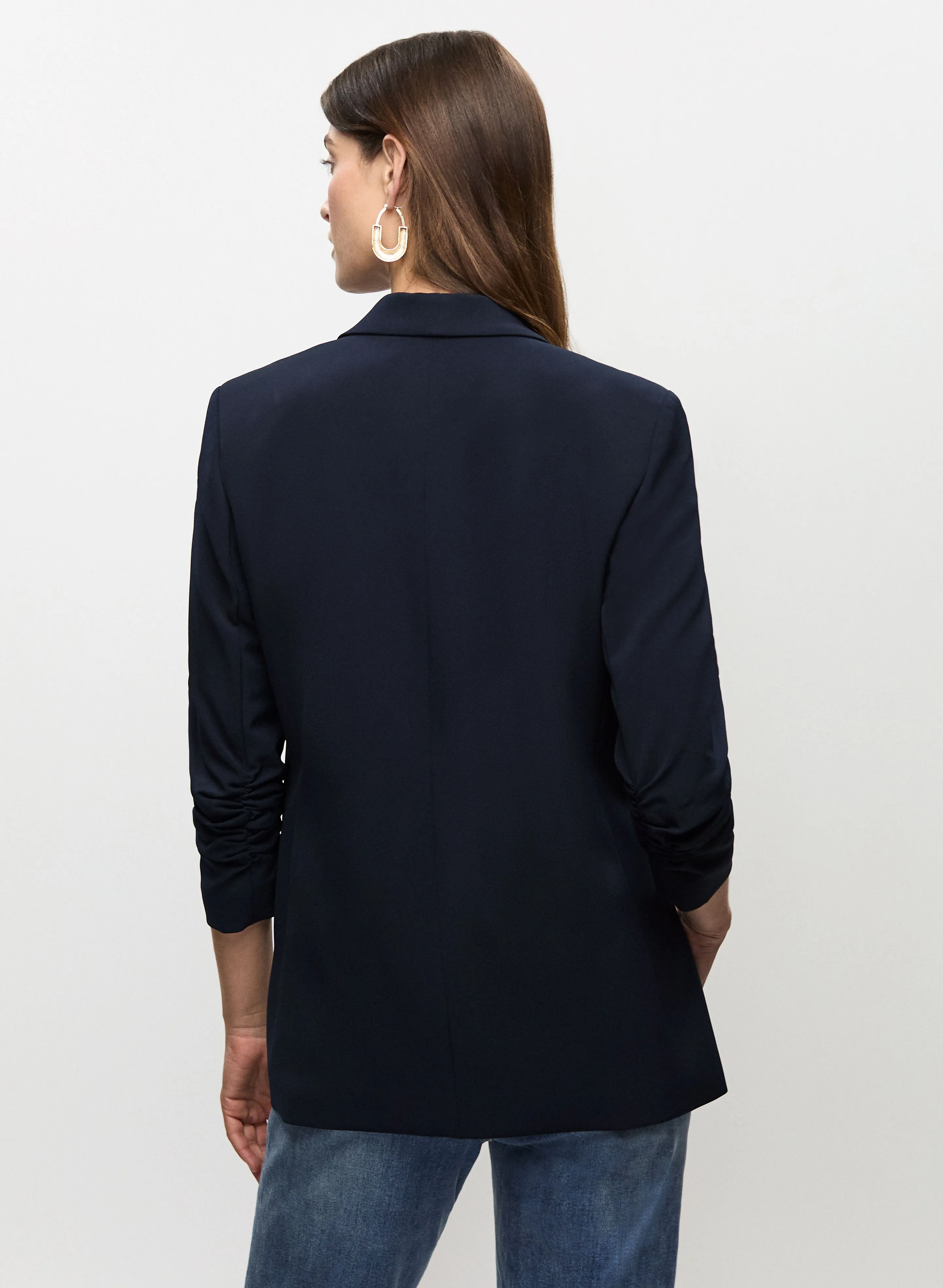 Ruched Sleeve Blazer