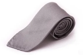 Silver & Black Horizontally Striped Silk Twill Tie