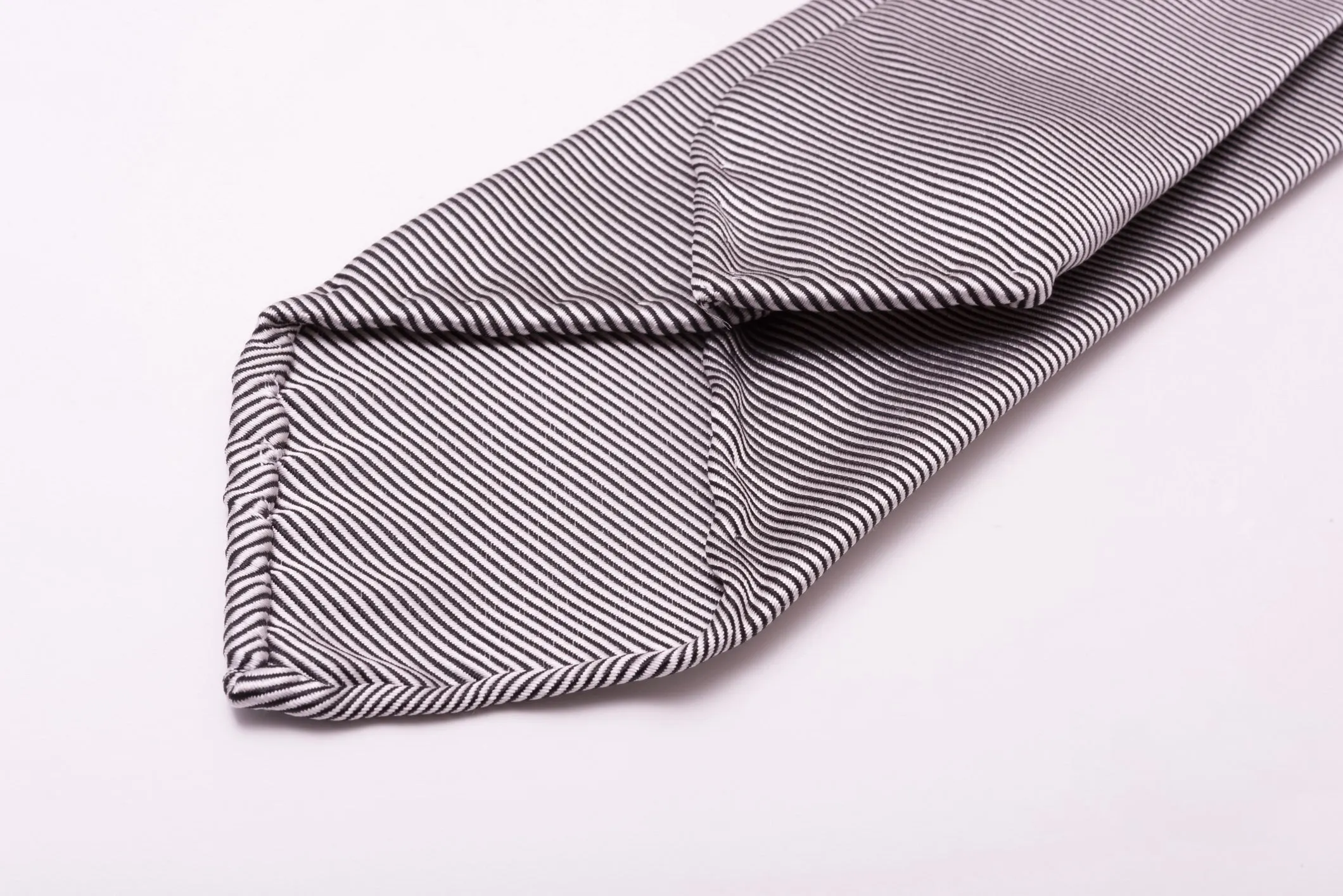 Silver & Black Horizontally Striped Silk Twill Tie